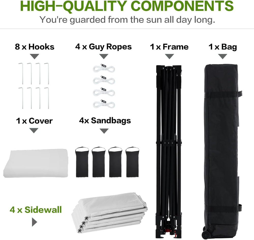 Tunbne 10X10 Pop Up Canopy Tent with 4 Sidewalls, Outdoor, One Push Setup