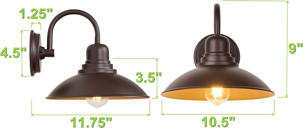 GOLDHILL 10.5" Bronze Gooseneck Metal Outdoor Barn Light, Powder Coated ...