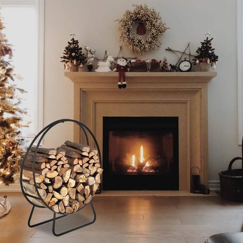 Outvita 24 in Firewood Log Rack, Round Tubular Log Hoop Holder