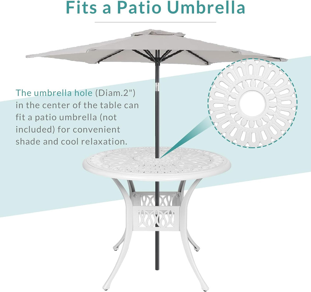MEETWARM 5-Piece Outdoor Patio Dining Set, All-Weather Cast Aluminum Patio Co...