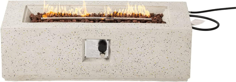 COSIEST Outdoor Fire Pit Coffee Table, 42-inch x 13-inch Terrazzo Rectangle B...