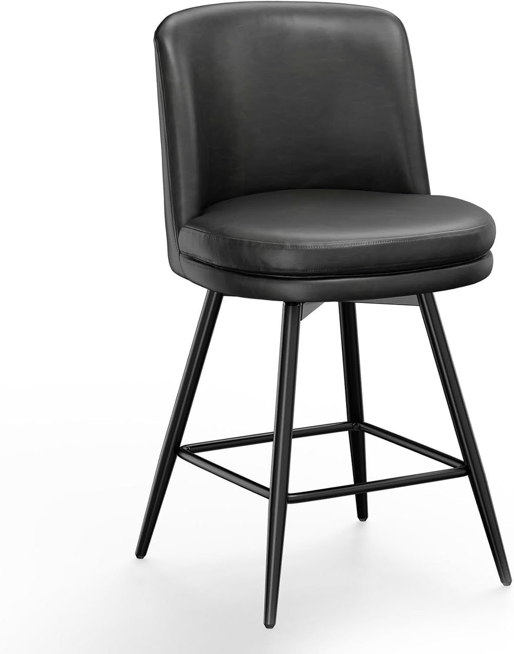 VINGLI 26" H Swivel Barstools Set of 1, PU Faux Leather Upholstered Coun...