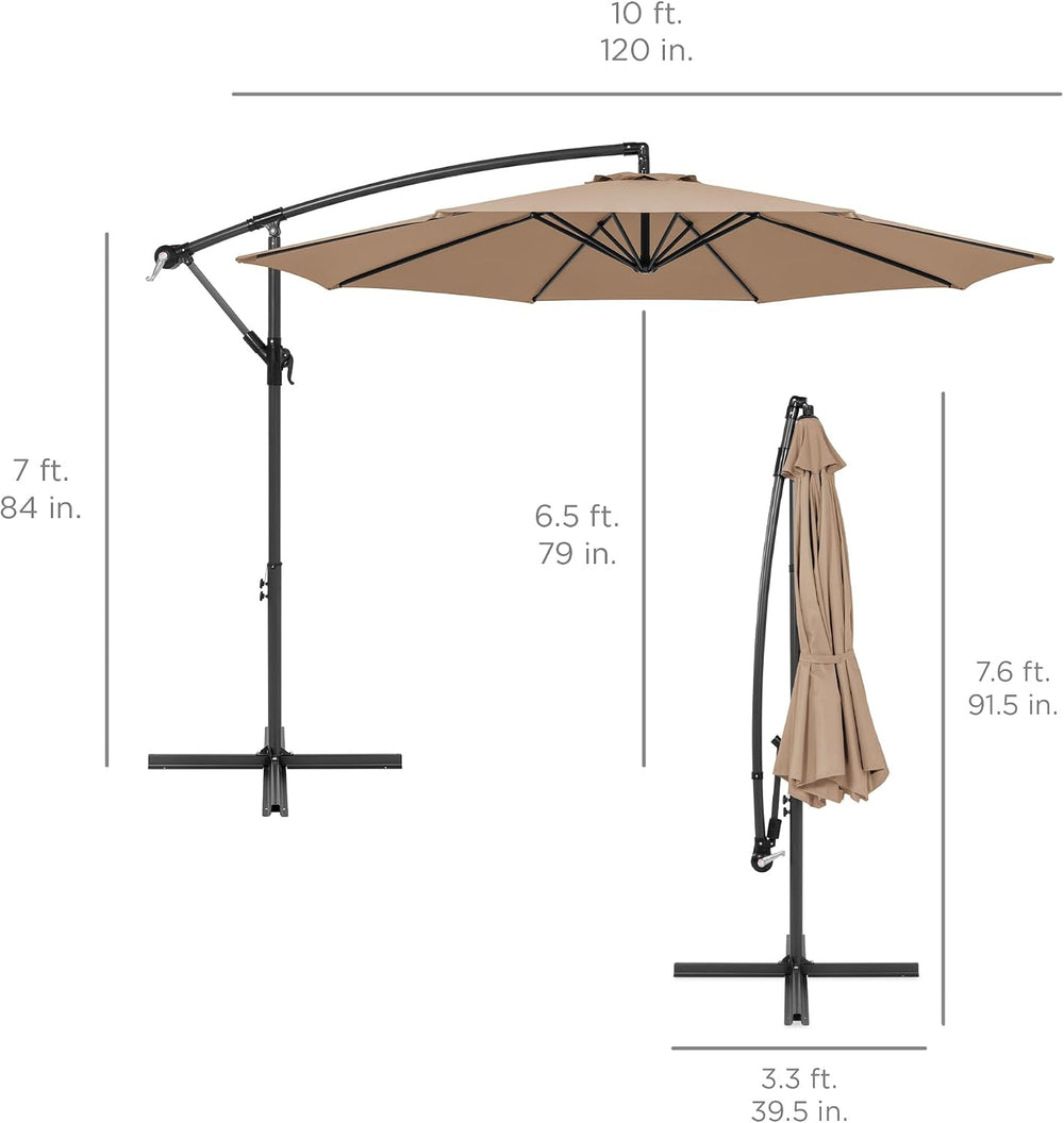Best Choice Products 10ft Offset Cantilever Hanging Market Patio Umbrella, 8 ...