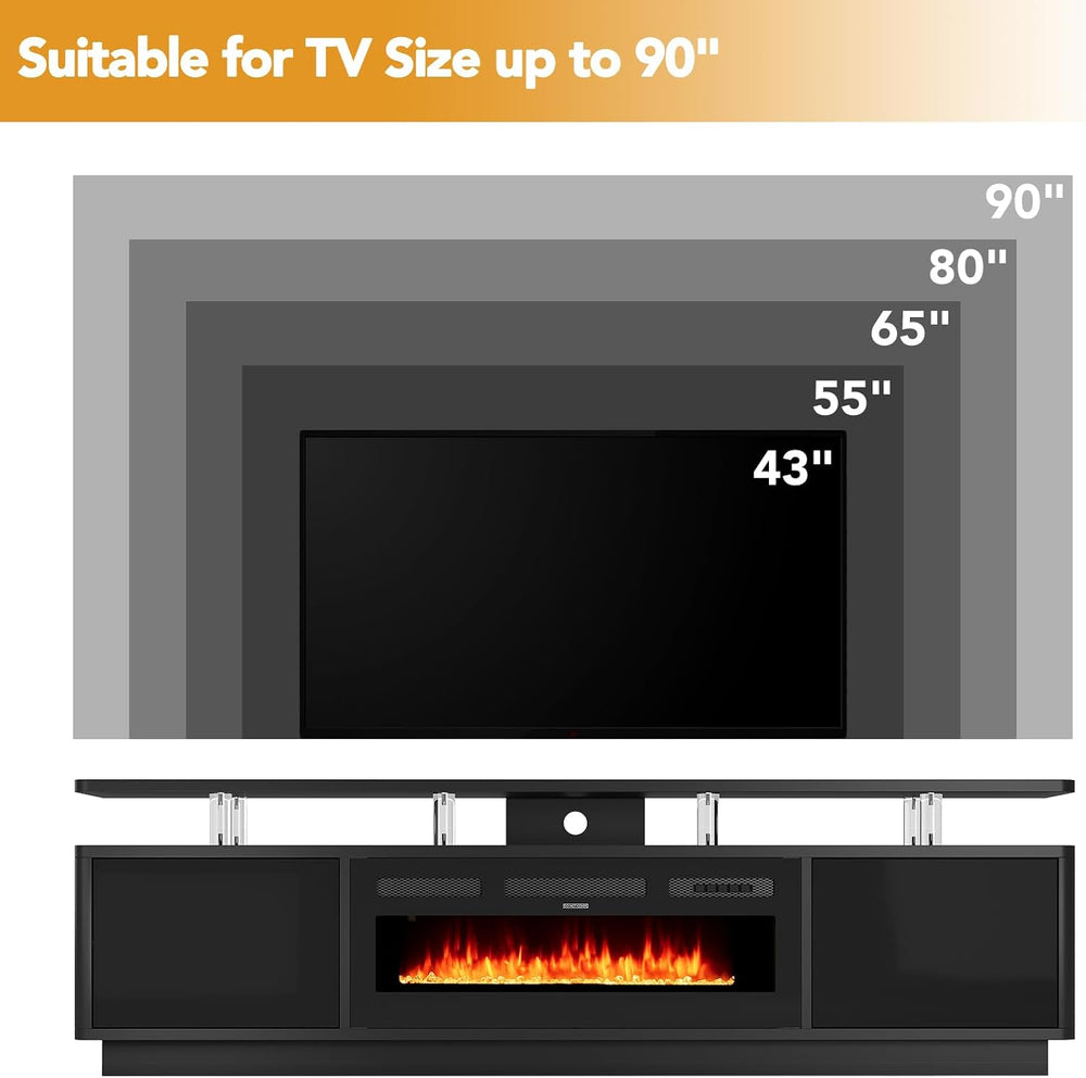 MXV 80" Fireplace TV Stand for TVs Up to 90", 36" Fireplace wi...