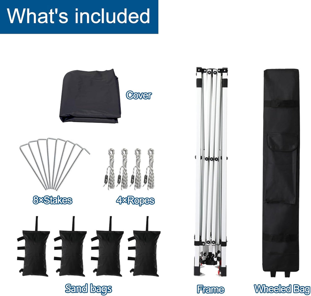 VINGLI 10x10 Pop Up Canopy Tent with Carry Bag and Sandbags, Outdoor Gazebo C...