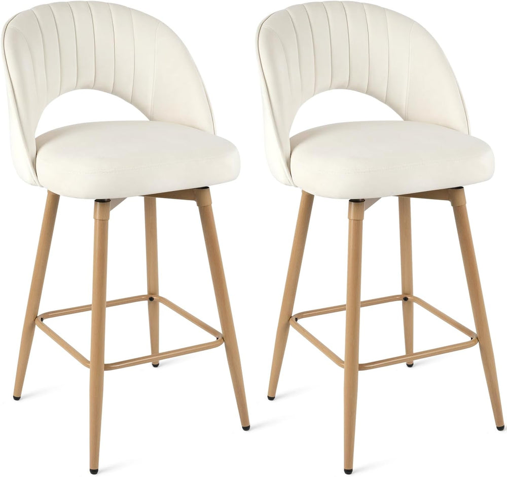 Swivel Bar Stools Set of 2, Counter Height Barstools for Kitchen Island, 26&q...