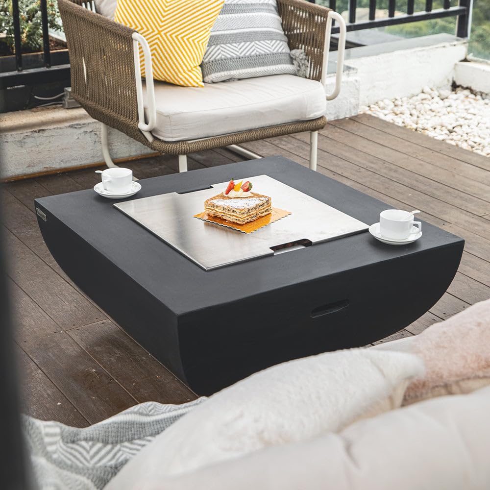 Aurora Fire Table Outdoor Fire Pit 34" x 34" Cast Concrete Firepit ...