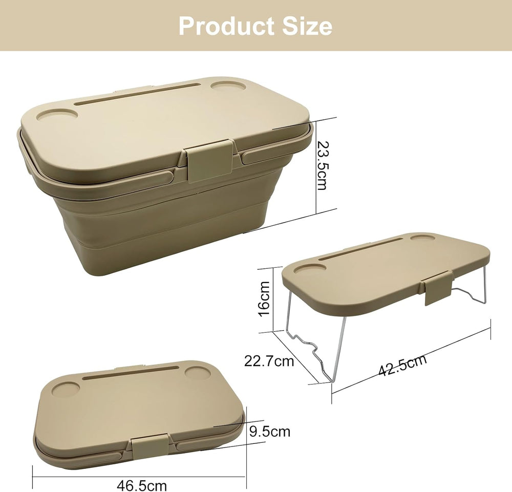Foldable Picnic Basket Car Trunk Organiser, Khaki