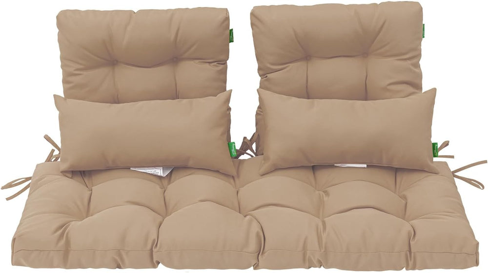 Outdoor Wicker Chair Cushions of 5Pieces,Tufted Patio Bench Cushions & 2S...
