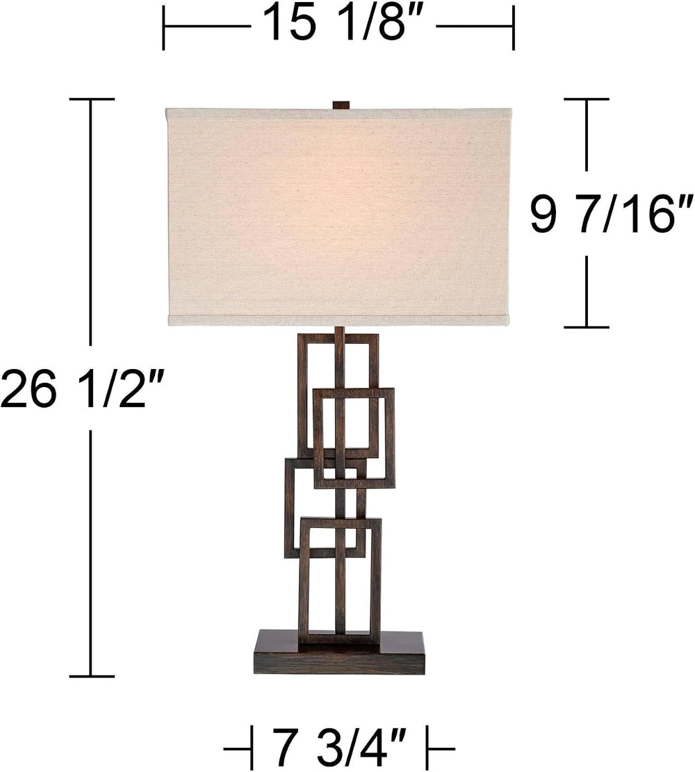 Kory 26 1/2" Tall Table Lamp Bronze Brown Rectangles Geometric Modern Dark