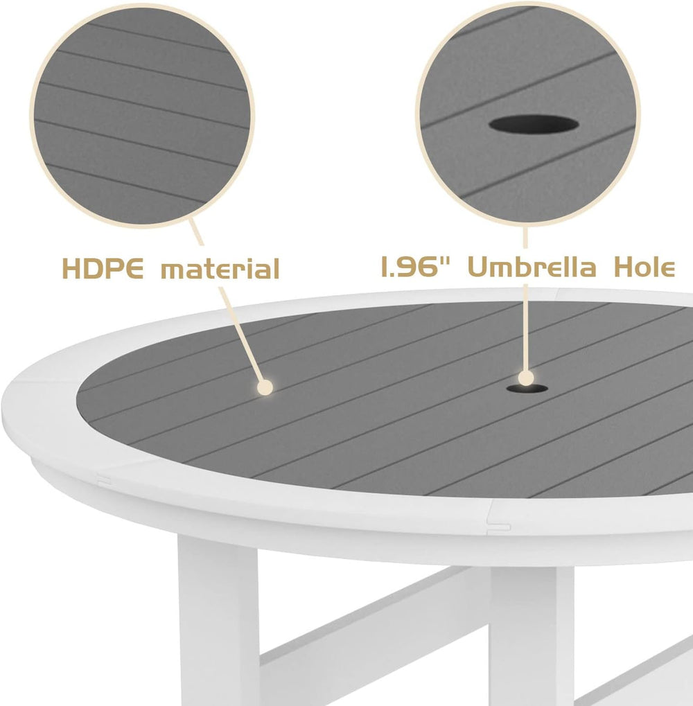 WILLIAMSPACE Patio Bar Table Set of 5, Height Outdoor Round Bar Table with 1....