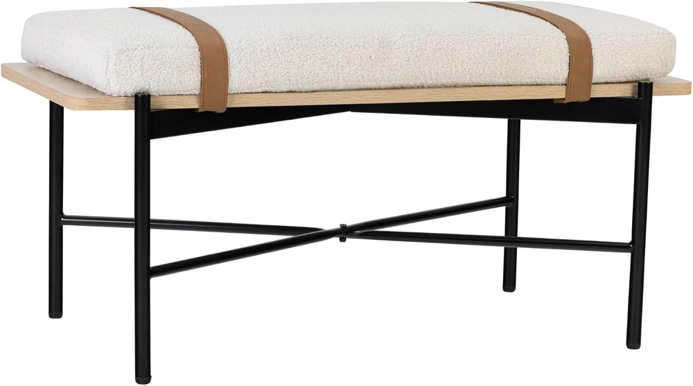 Nathan James Thatcher Upholstered Entryway Bench with Removable Boucle Cushio...