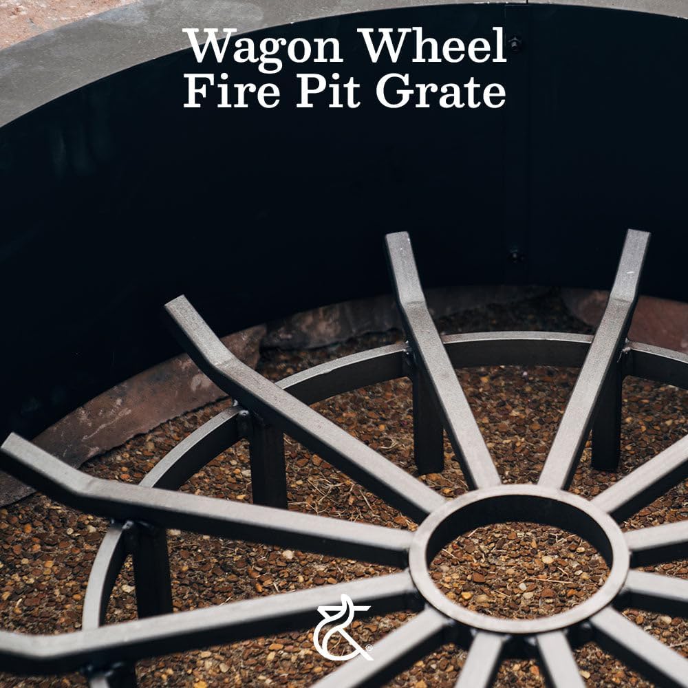 Ash & Ember 40" Wagon Wheel Fire Pit Grate, High Efficiency & Sm...