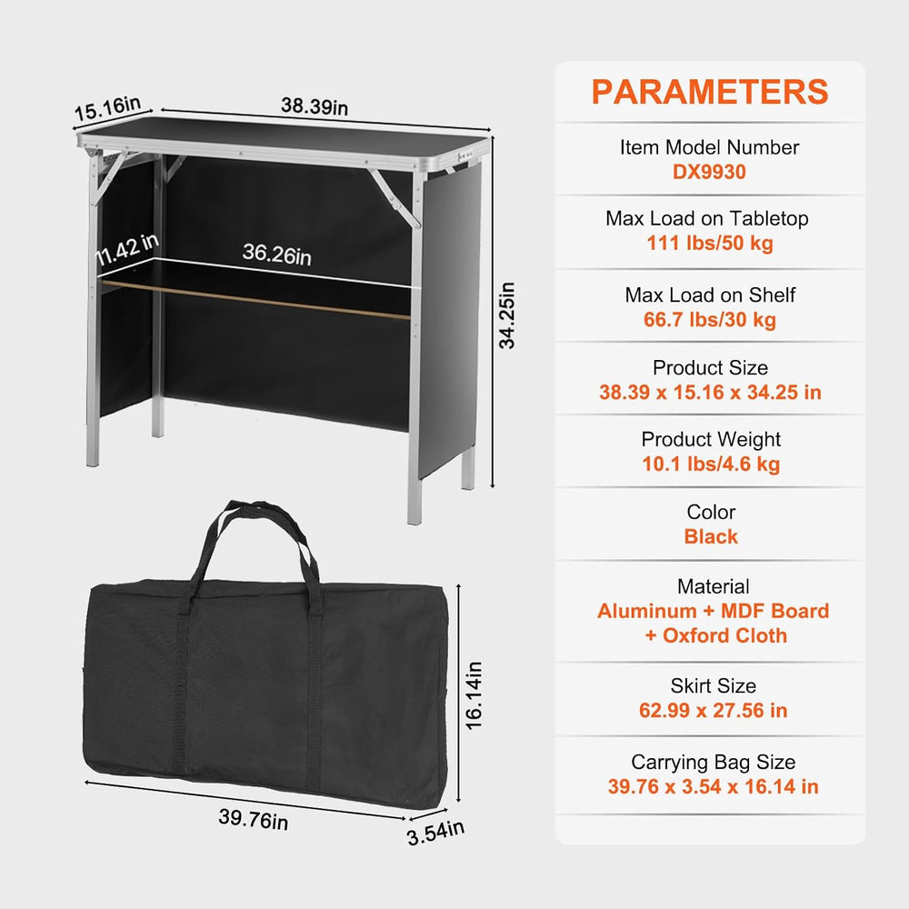 VEVOR Folding Portable Bar Table, Tradeshow Podium Table for Indoor, Outdoor,...