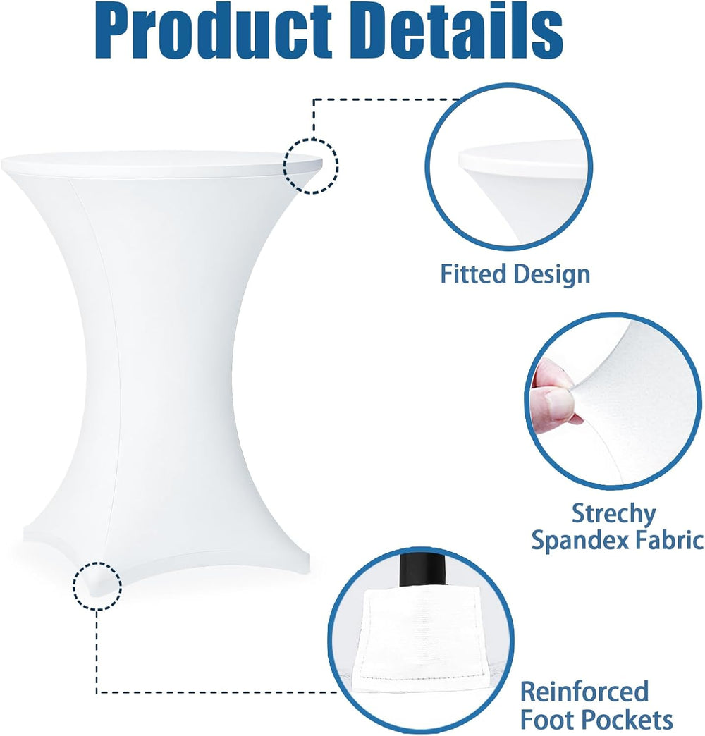 Cocktail Table Covers - 12 Pack 32x43 Inch Table Cloth - White