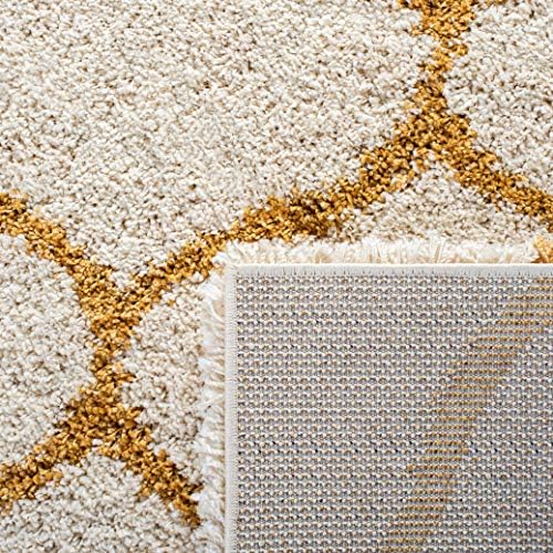 SAFAVIEH Hudson Shag Rug 5'3"x7'6", Plush Trellis Ivory &am...