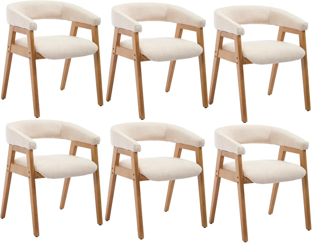 CIMOTA Modern Barrel Dining Chairs with Arms Set of 6, Upholstered Fabric Kit...
