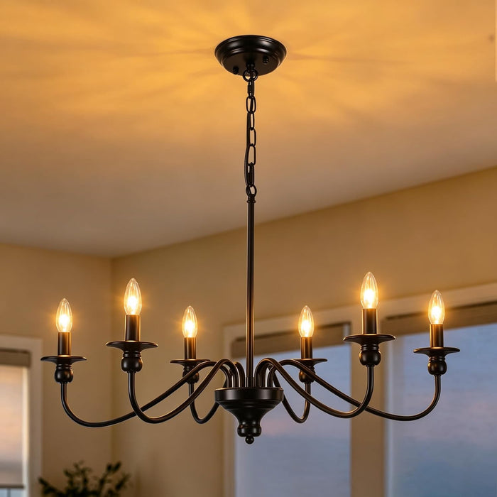 Farmhouse Chandelier 6 Lights Black Vintage Chandeliers Over Table