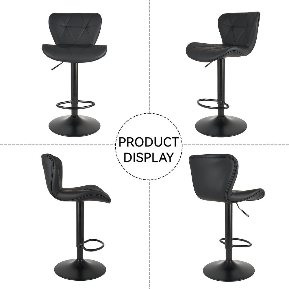 Nalupatio Modern Bar Stools Set of 2, Adjustable Faux Leather Upholstered Swi...