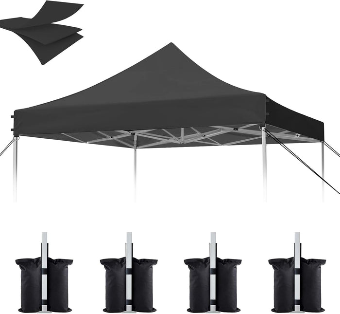 10x10 Canopy Replacement Top, Heavy Duty Pop Up Tent Cover(Top Only)(Black)