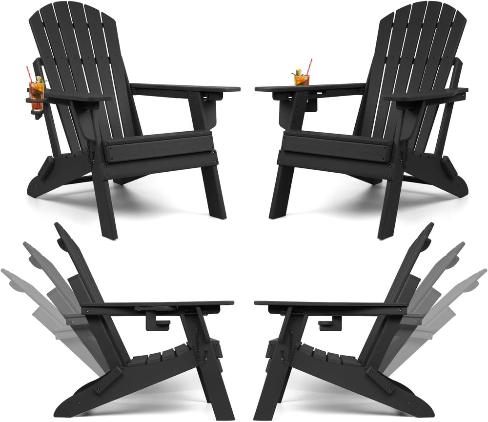 Oversized Folding Adirondack Chair Set of 4 with Adjustable Backrest 400LBS