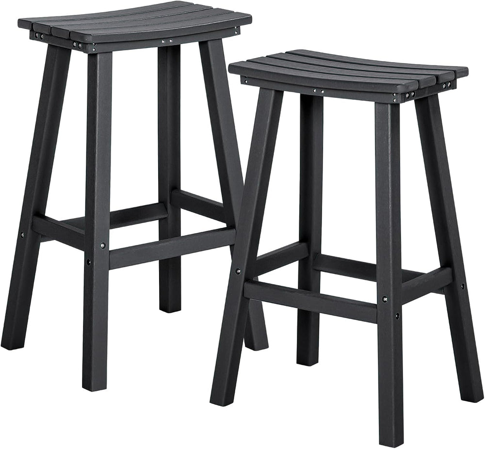 nalone 29 Inch Outdoor Bar Stools Set of 2, HDPE Bar Chairs with Footrest, We...