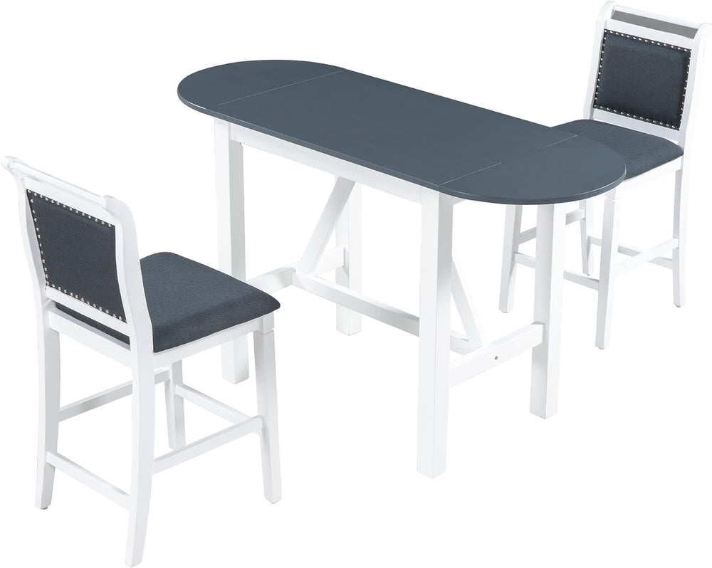 Linique 3-Piece Drop Leaf Dining Table Set with 2 Upholstered Chairs, Wood Co...