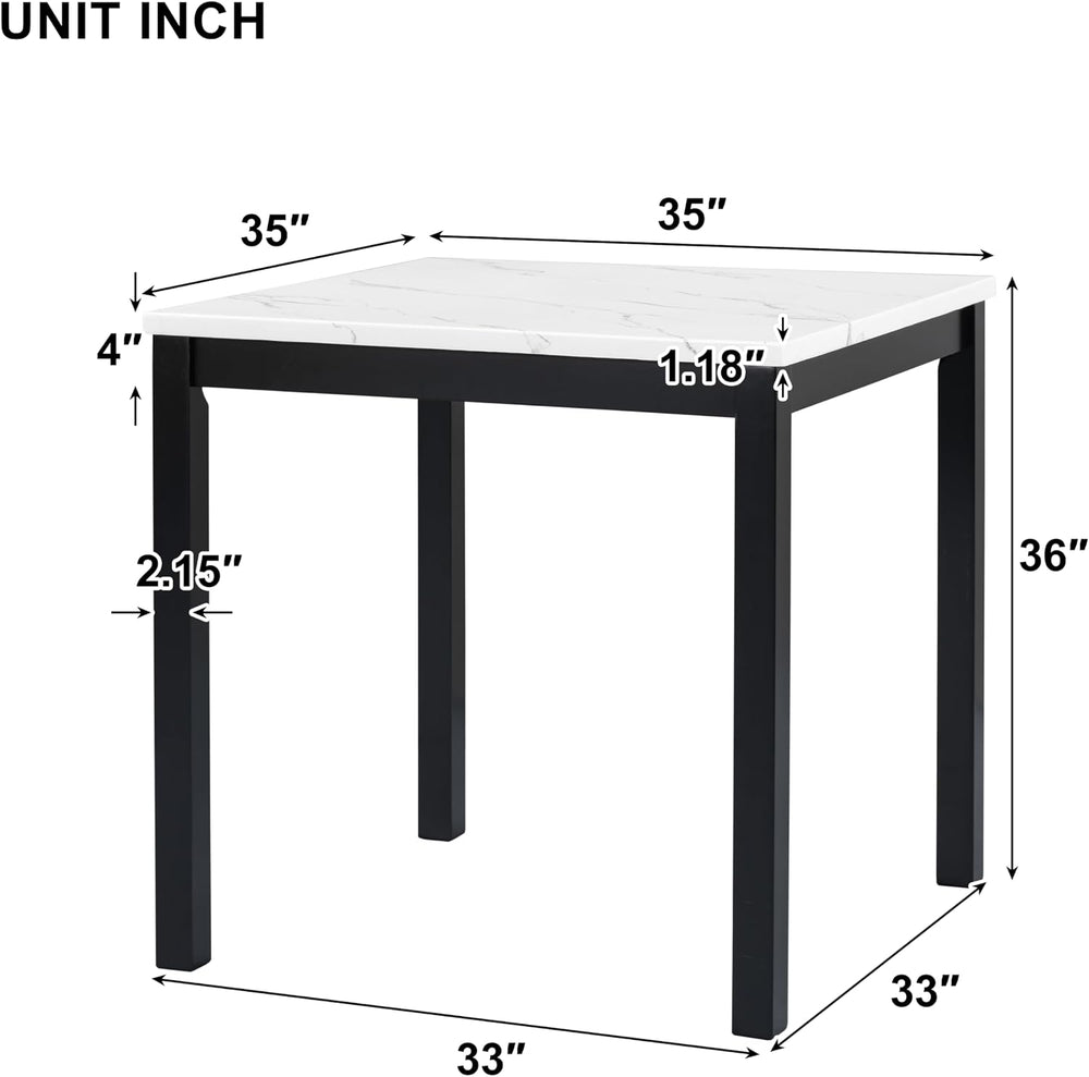Merax Dining Table Set for 4, Counter Height Kitchen Table with Faux Marble D...