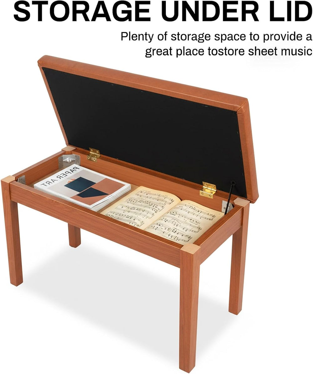 AODSK Solid Wood Duet Piano Bench with Storage, Double Keyboard Piano Benches...