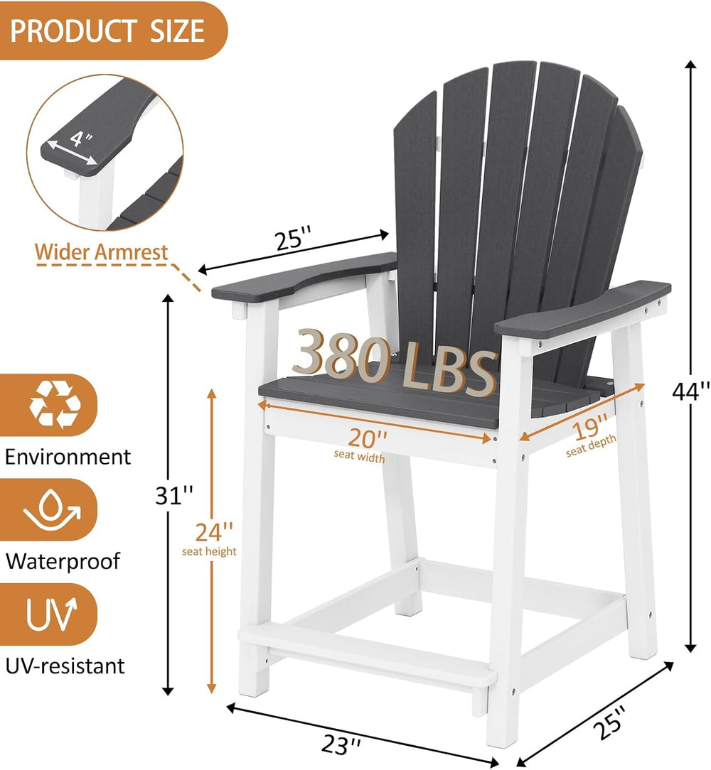 OTSUN Tall Adirondack Chairs (4, Black & White)
