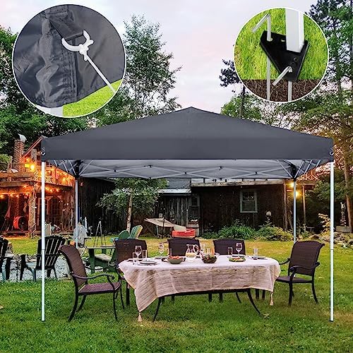 LEMY 10 x 10 FT Pop-Up Foldable Canopy Tent Pre-Assembled Adjustable Lightwei...