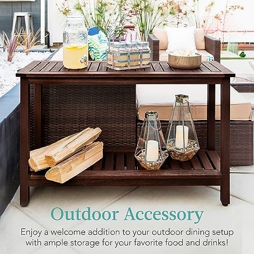 Best Choice Products 48in 2-Shelf Eucalyptus Wooden Console Table Indoor Outd...