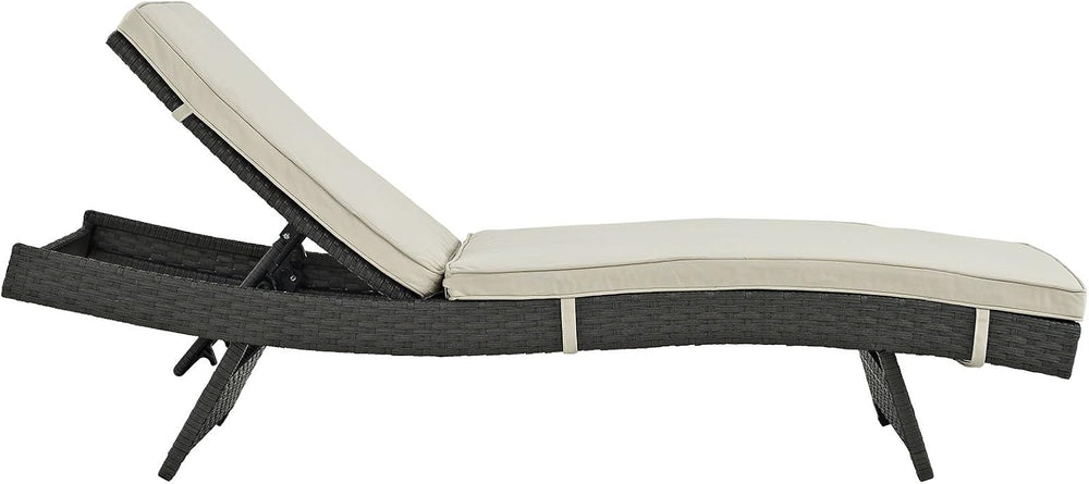 Modway Sojourn Wicker Rattan Outdoor Patio Sunbrella Fabric Chaise Lounge in ...