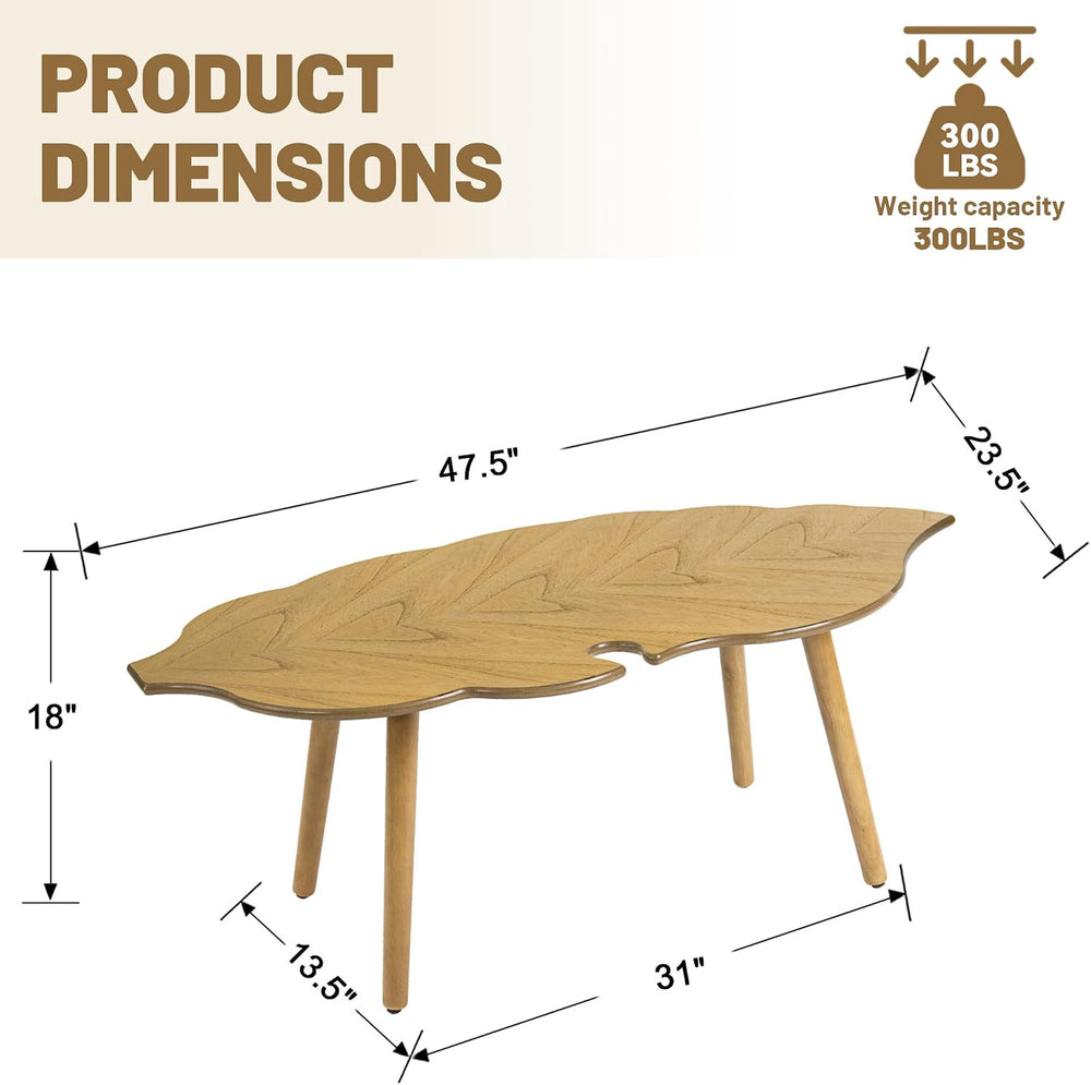 Natural Small Modern Coffee Table, Solid Wood Easy Assembly Center Table