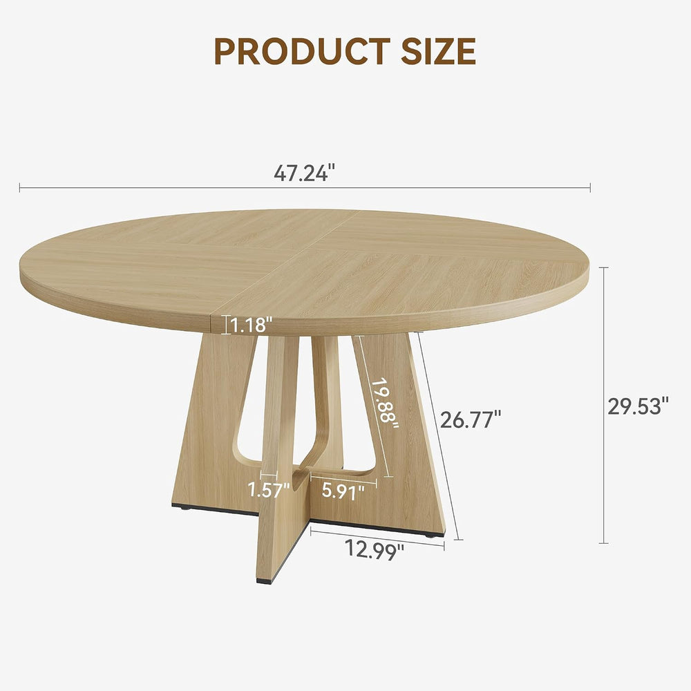 IDEALHOUSE 47" Round Dining Table Set for 4 to 6, Farmhouse Kitchen Tabl...