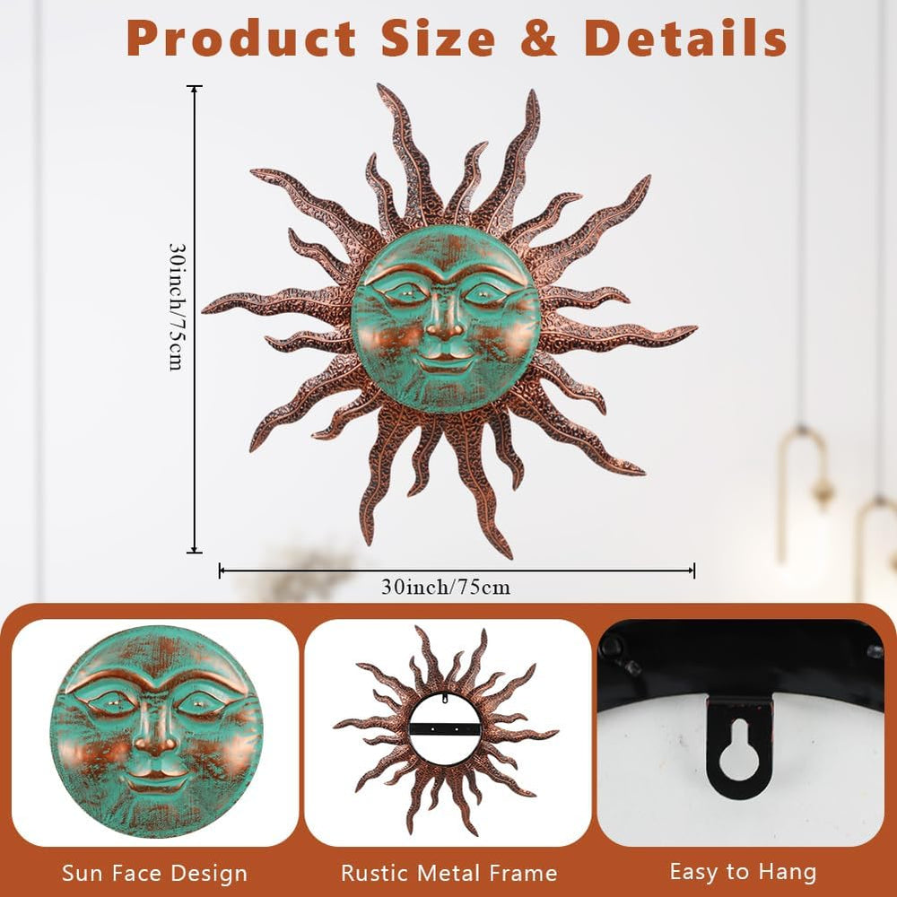VEWOGARDEN Sun Wall Decor Large Outdoor Metal Wall Art, 30 in