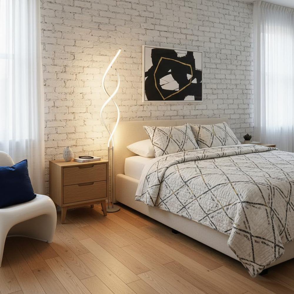 Brightech Embrace Dimmable LED Floor Lamp – Modern Spiral Adjustable Standing...