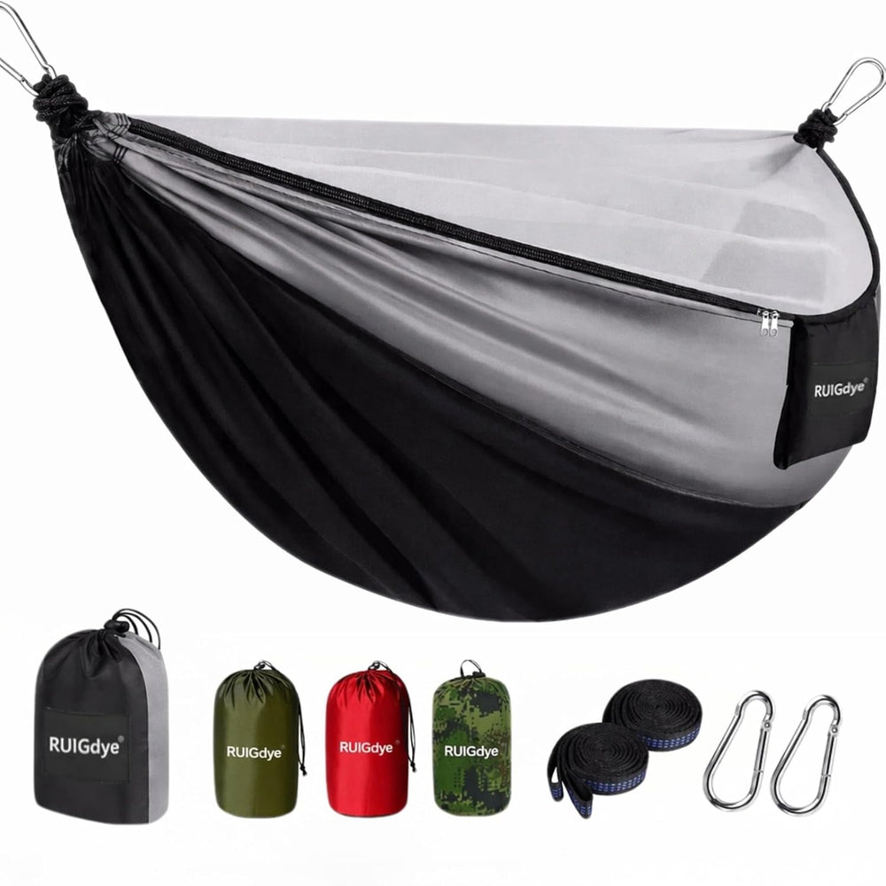 Camping Hammock with Mosquito Net, 650 lbs Portable Hammock with Tree Straps,...