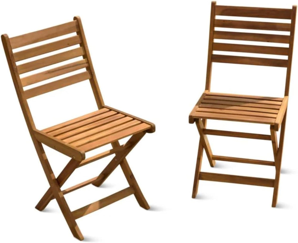 Patio Wise Folding Patio Chair Set of 2 – Foldable Acacia Wood Outdoor Chairs...