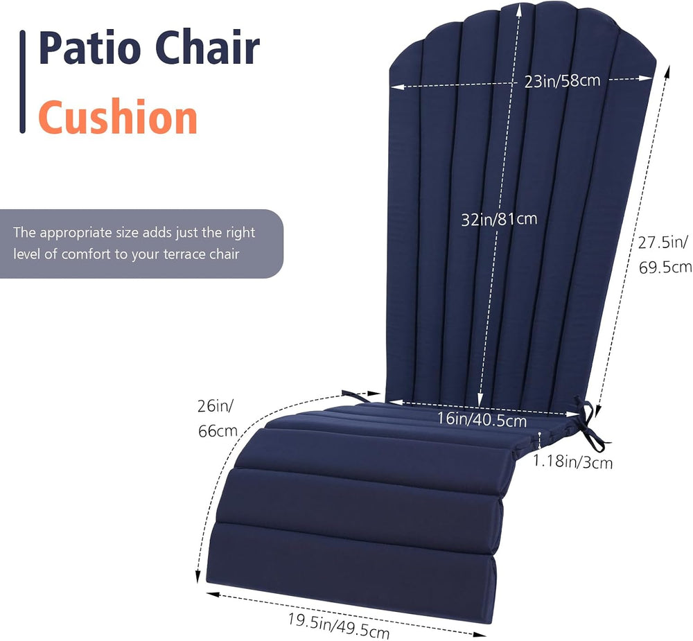 Adirondack Chair Cushion Set of 2 Indoor Outdoor Furniture Cushions Rocking C...