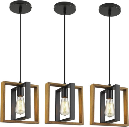 Farmhouse Pendant Light Fixture, Black Pendant Lights for Kitchen Island Industrial Lantern Pendant Light Fixtures with Light Shade, Adjustable Height Hanging Pendant Lighting