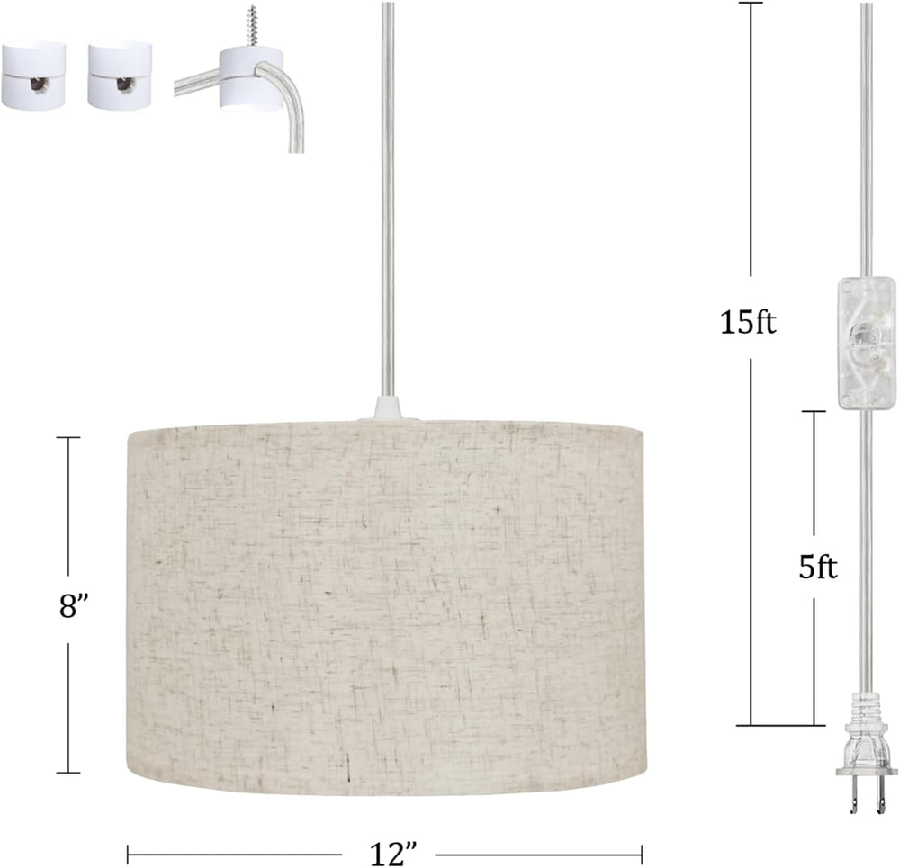 Hanging Lamp Plug in Pendant Light 2 Pack with Remote Control, 15Ft Hanging L...