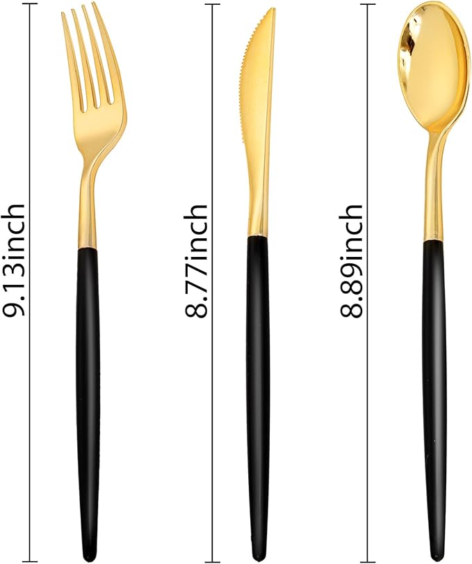 SUT Gold Plastic Silverware (160Pcs) Forks and Spoons Disposable, 80 Gold Pla...
