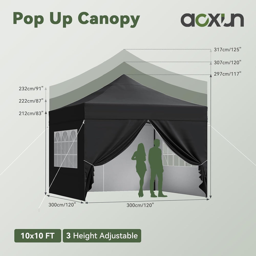 Aoxun 10x10 Pop up Canopy with Sidewalls, Heavy Duty Commercial Instant Shelt...
