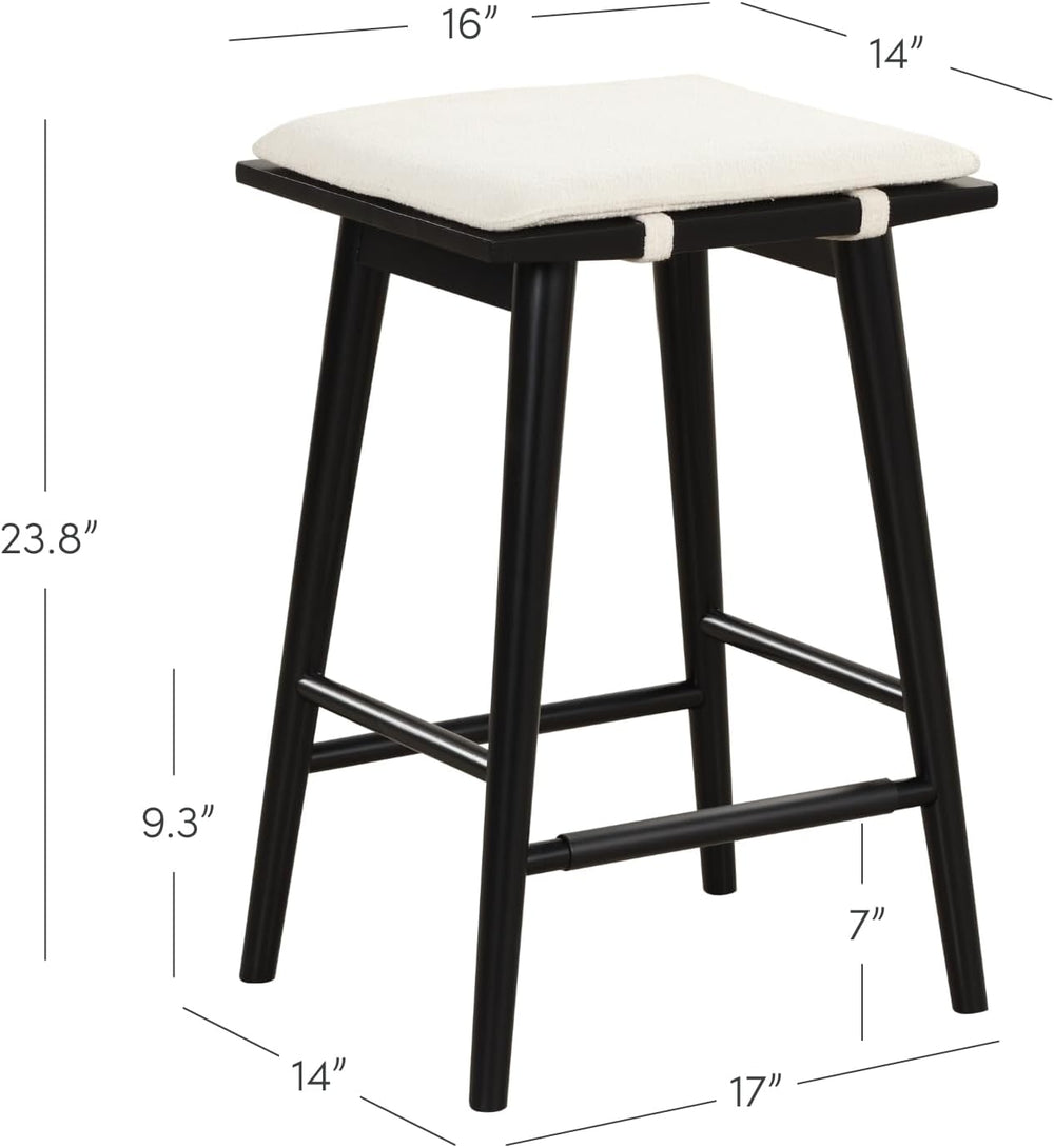 Nathan James Barker Counter Height Solid Wood Barstool with Upholstered Cushi...