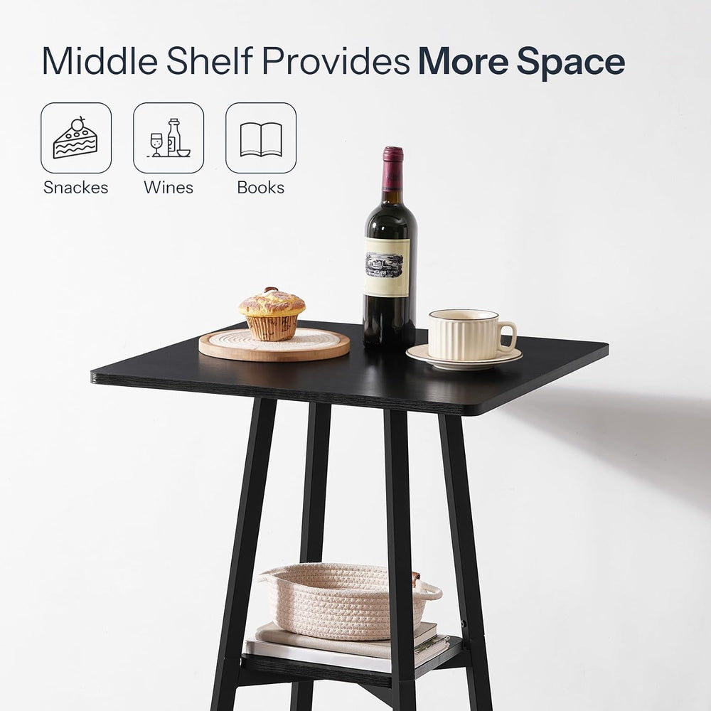 HOOBRO Bar Table, 2-Tier High Top Pub Table, Counter Height Table with Storag...
