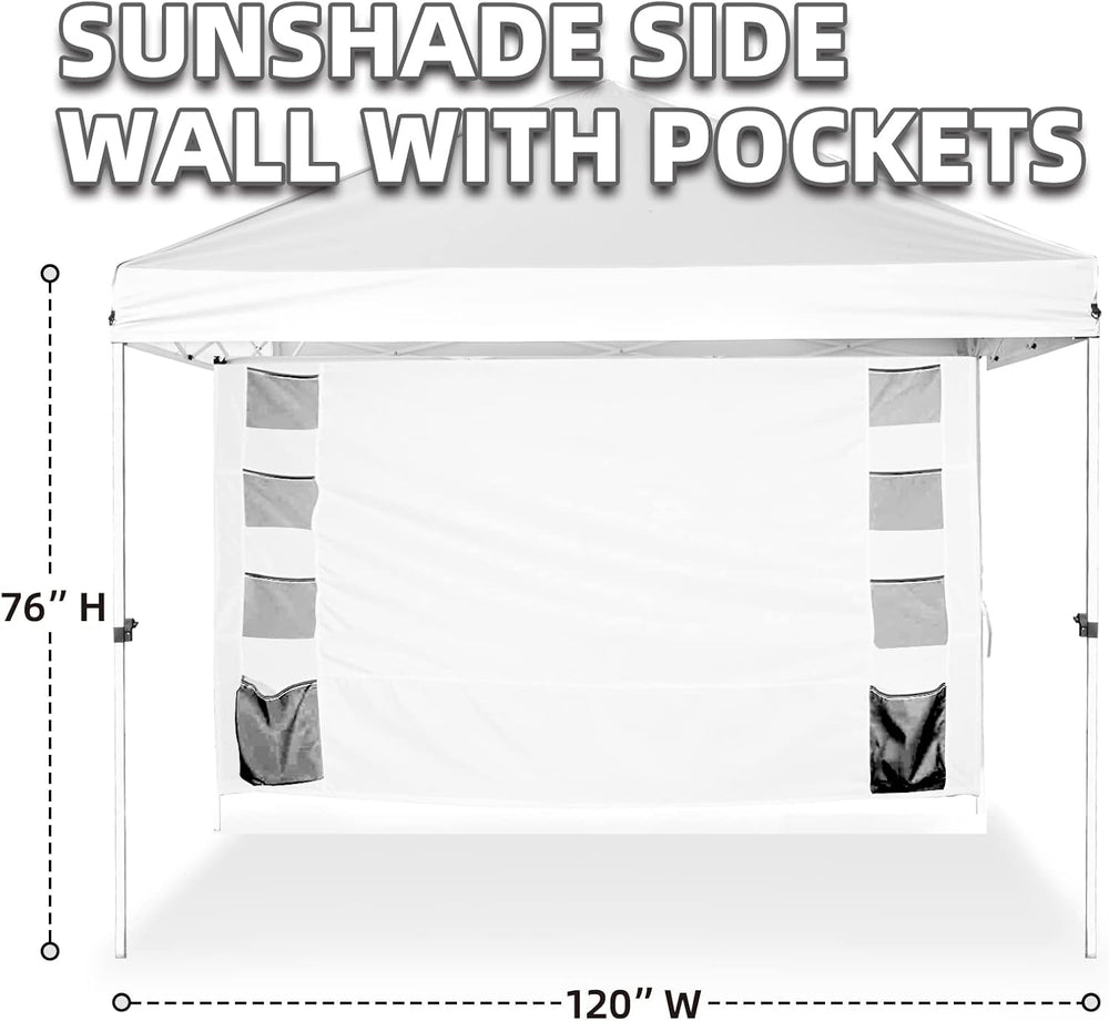 Sunshade Sidewall with Storage Net Bag for 10x10 Pop Up Canopy, Instant Water...