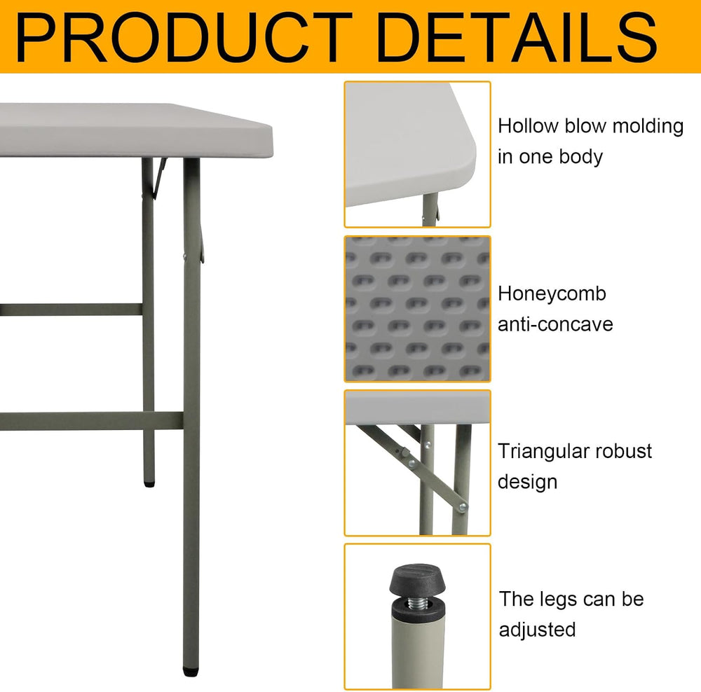 Folding Table 2.7ft Rectangular All-Occasion Plastic Folding Event Table for ...