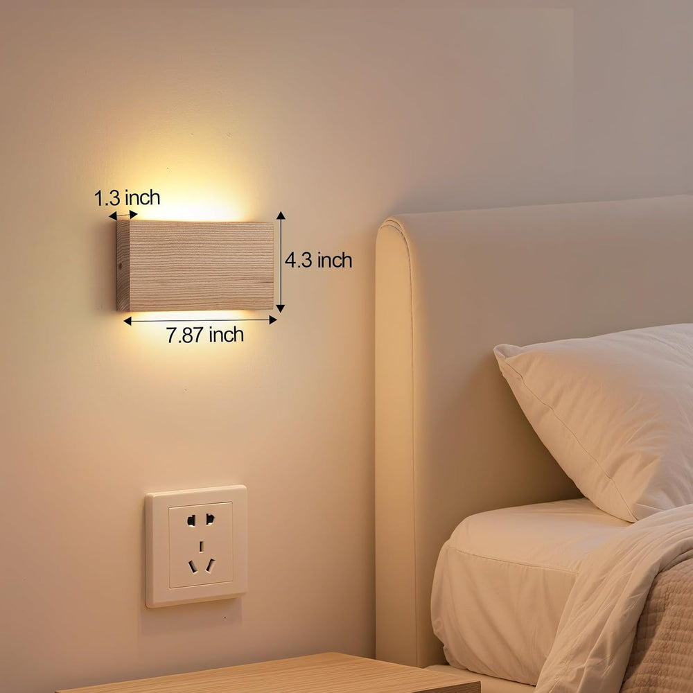 Wood Wall Sconce Indoor Wall Lights Hardwired 2 Pack Up and Down Wall Mount L...