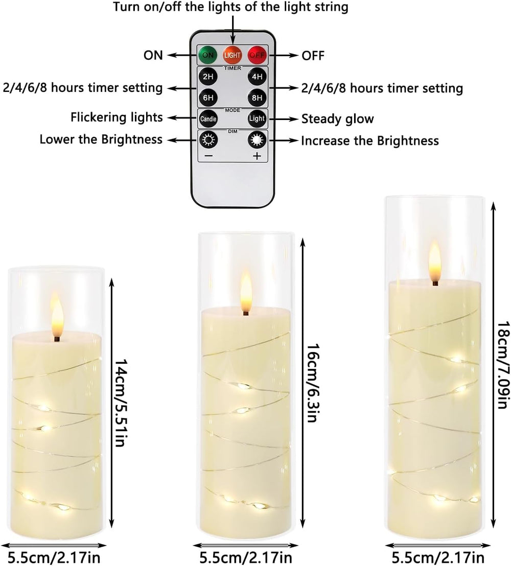 24 Pcs LED Flameless Candles with Remote, 3D Flickering Flame & LED Strin...